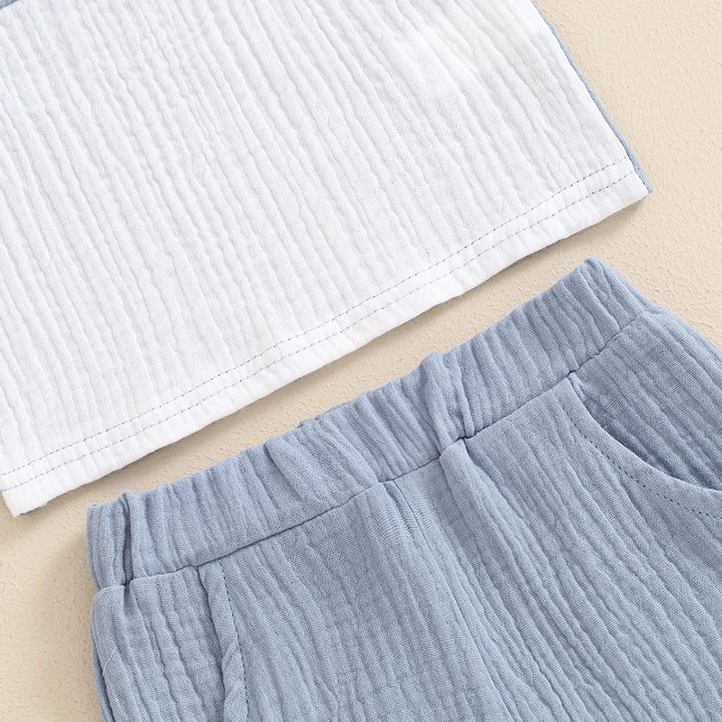 Two Tone Muslin Summer Set | Blue