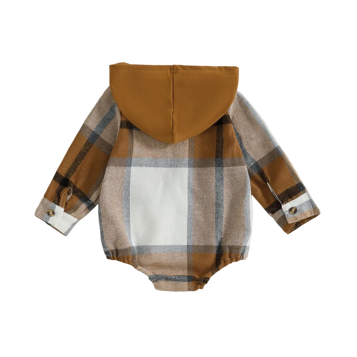 Plaid Hooded Romper | Brown or Blue