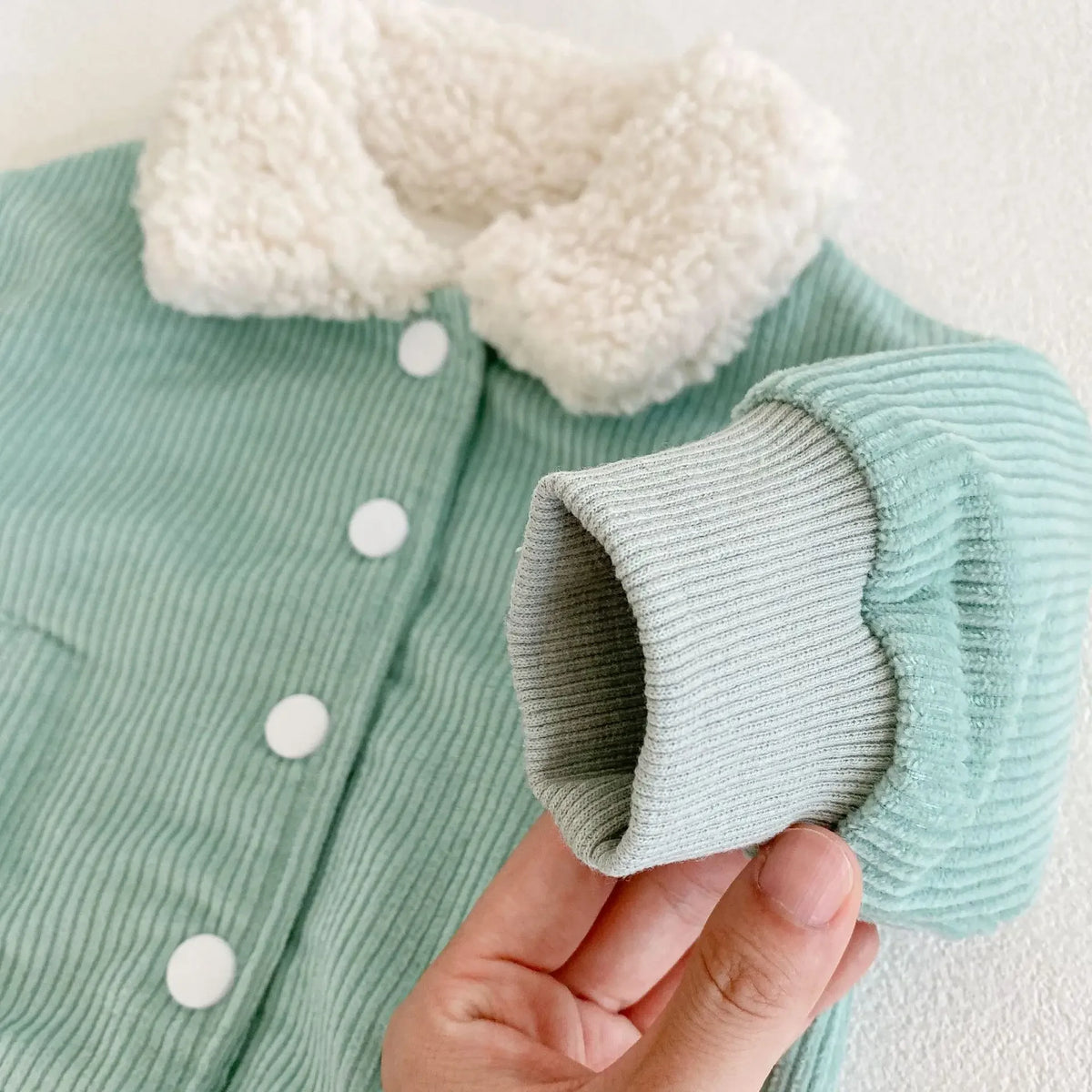 Mint Fluffy Collar Jacket