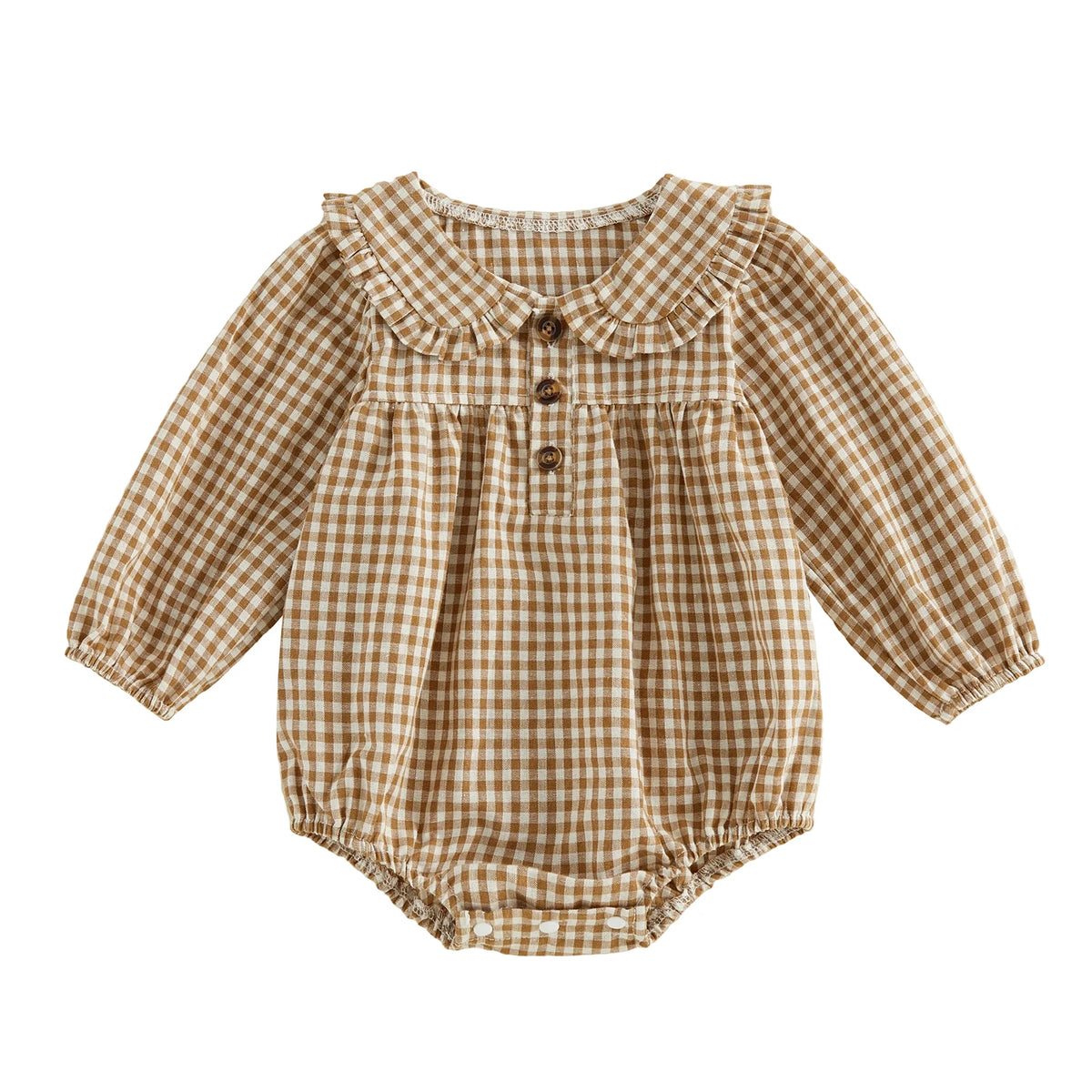 Lottie Gingham Romper | Coffee