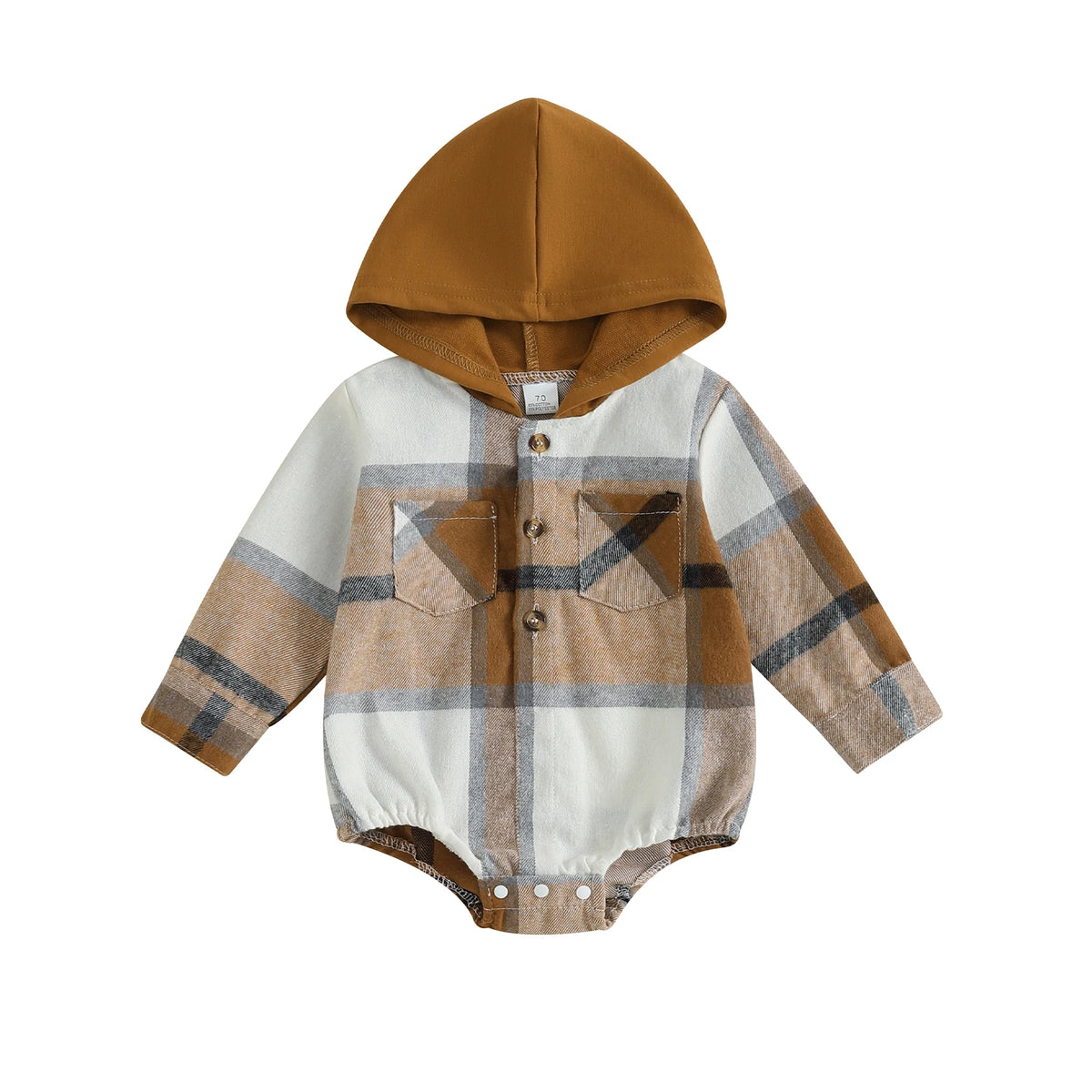 Plaid Hooded Romper | Brown or Blue