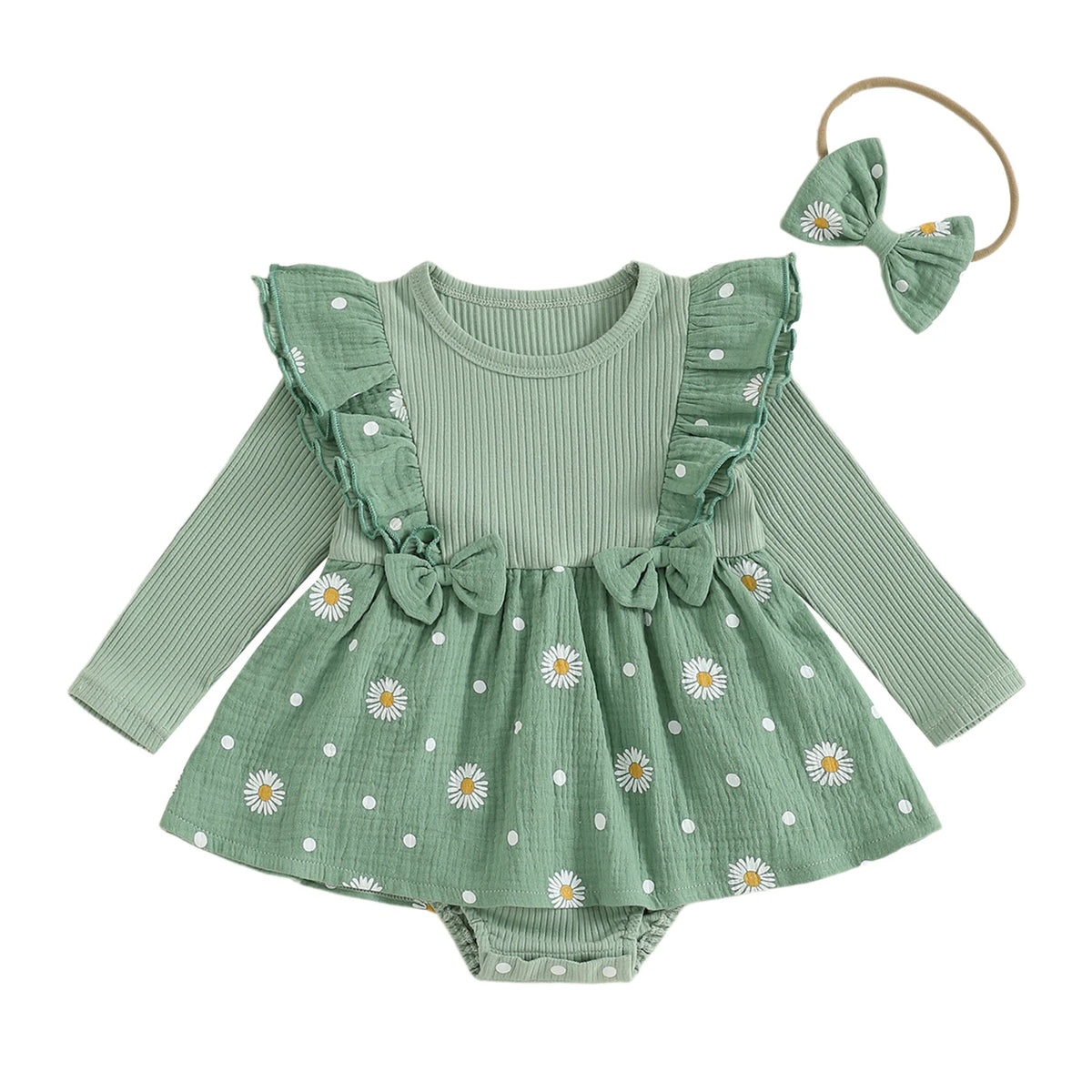 Daisy Dots Romper | Sage