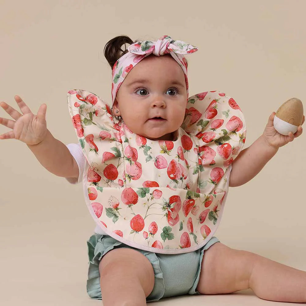 Snuggle Hunny Kids - Waterproof Frill Snuggle Bib | Strawberry