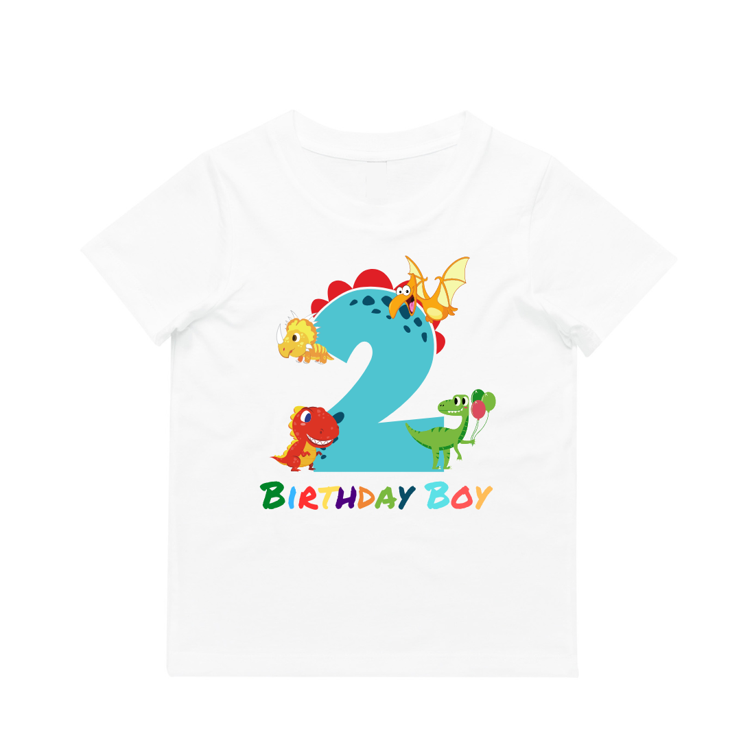 MLW By Design - Personalised Dino Birthday Tee | Various Colours & Ages
