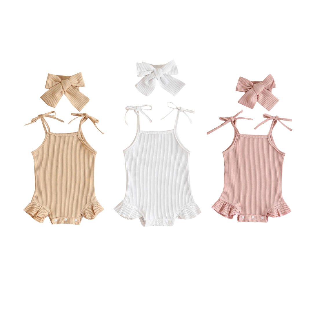Frilly Tie Up Ribbed Bodysuit  3 Colours – My Little Wardrobe
