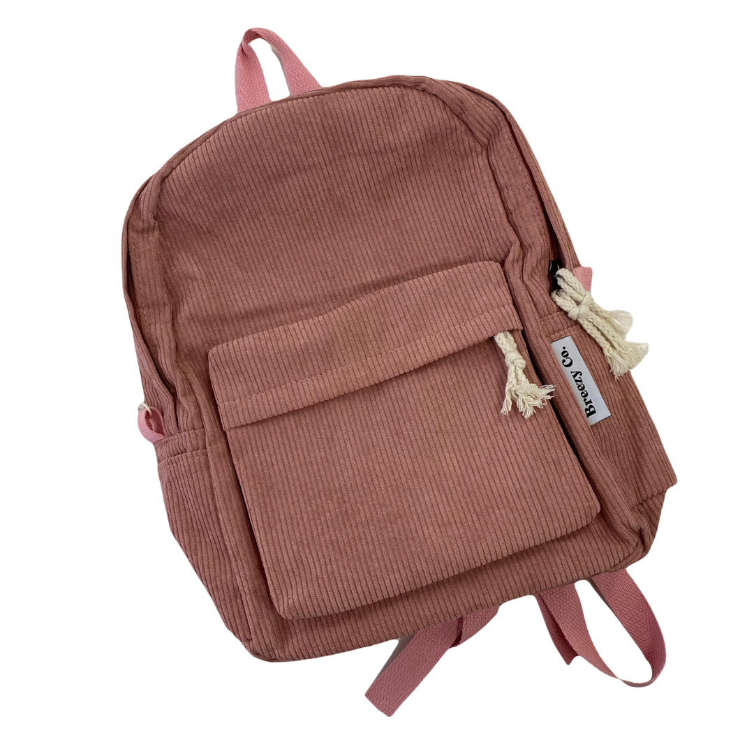 Breezy Co. - Personalised Corduroy Backpack | Dusty Pink (Pre-Order)