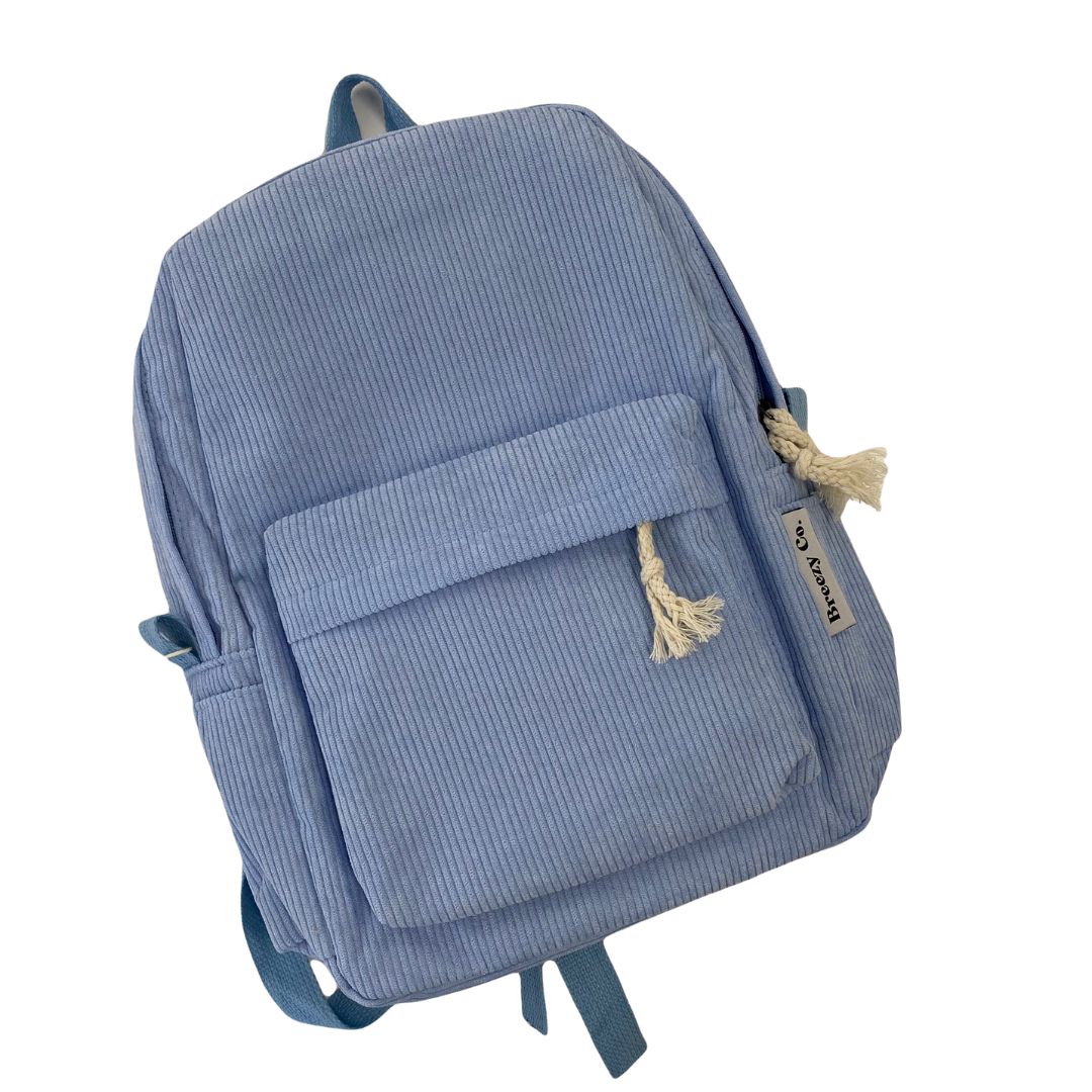 Breezy Co. Personalised Corduroy Backpack Sky Blue Pre Order