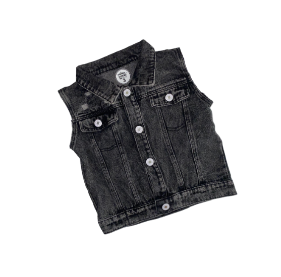 Sleeveless black 2025 denim jacket