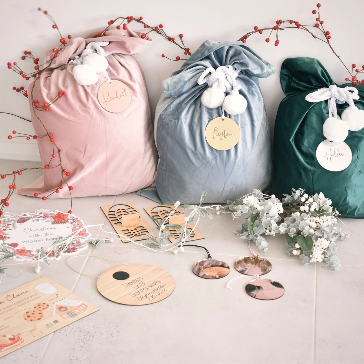 CMC Gold - Velvet Santa Sack & Personalised Tag | Various Colours (Pre-Order Nov)