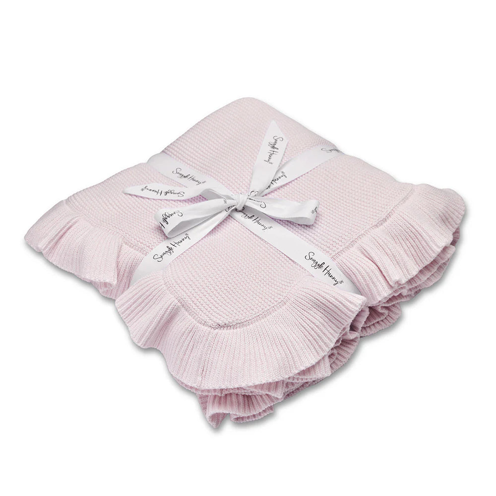 Snuggle Hunny Kids - Ruffle Knit Baby Blanket | Blush Pink