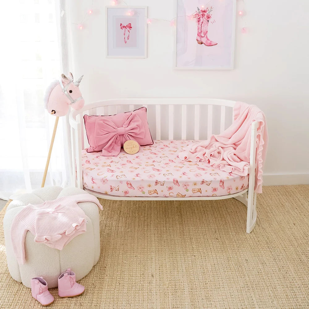 Snuggle Hunny Kids - Organic Fitted Cot Sheet | Boots & Bows