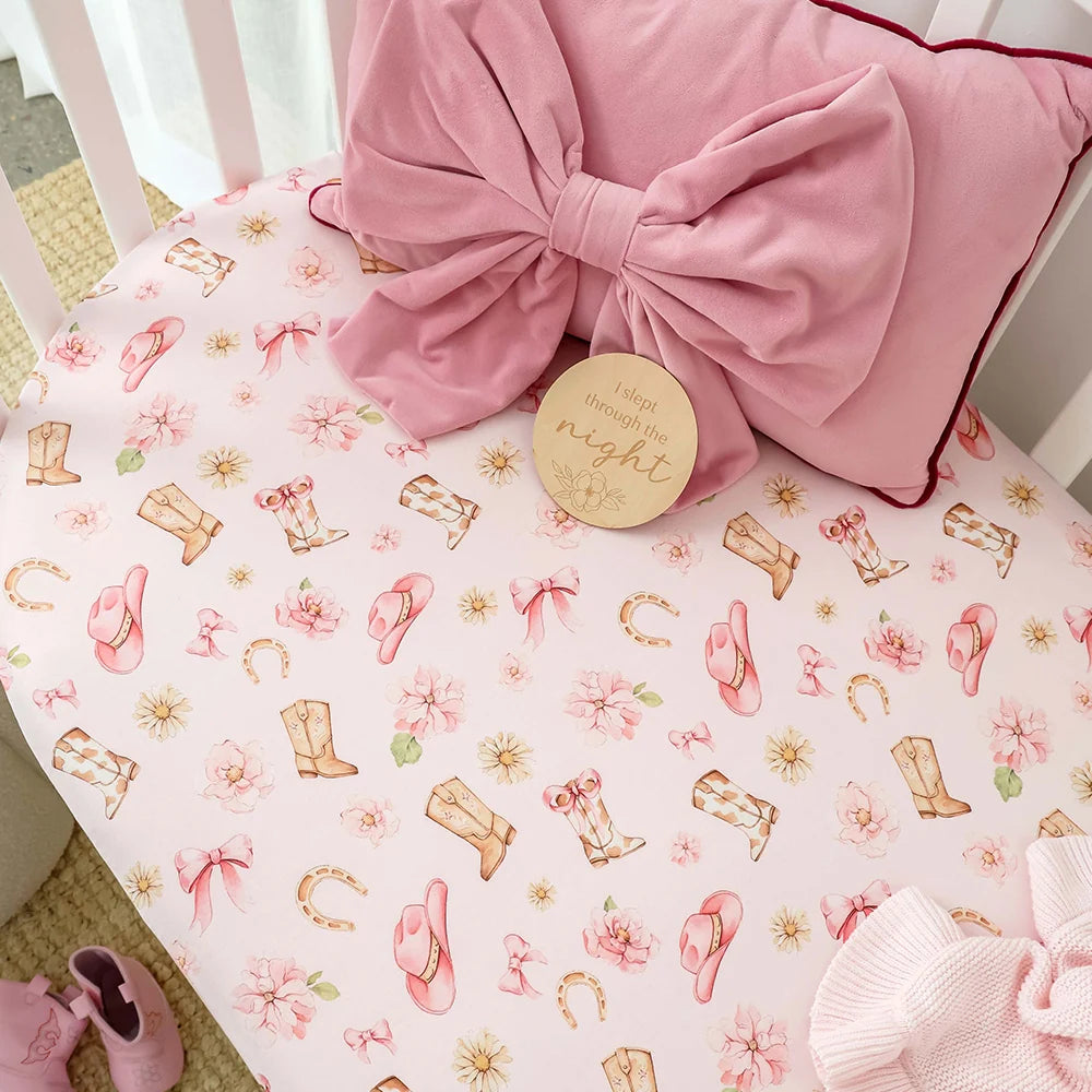 Snuggle Hunny Kids - Organic Fitted Cot Sheet | Boots & Bows