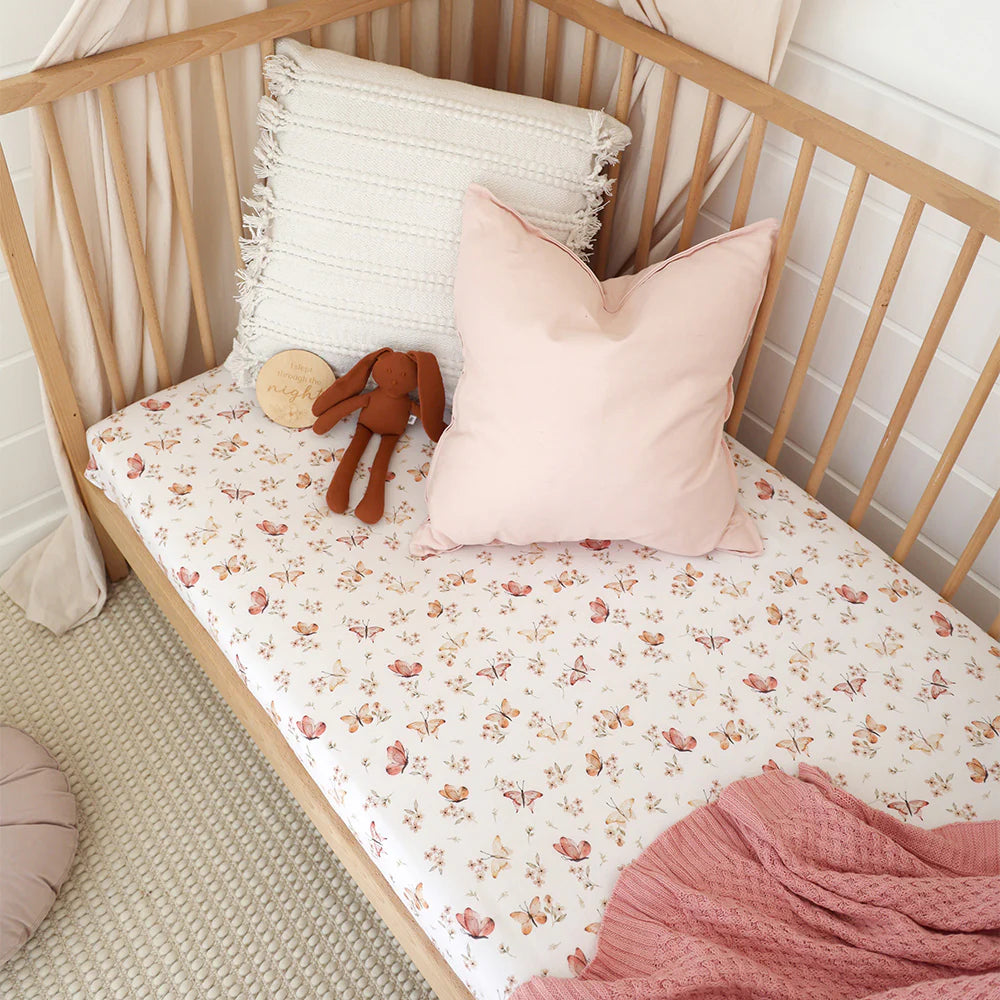 Snuggle Hunny Kids - Organic Fitted Cot Sheet | Butterfly