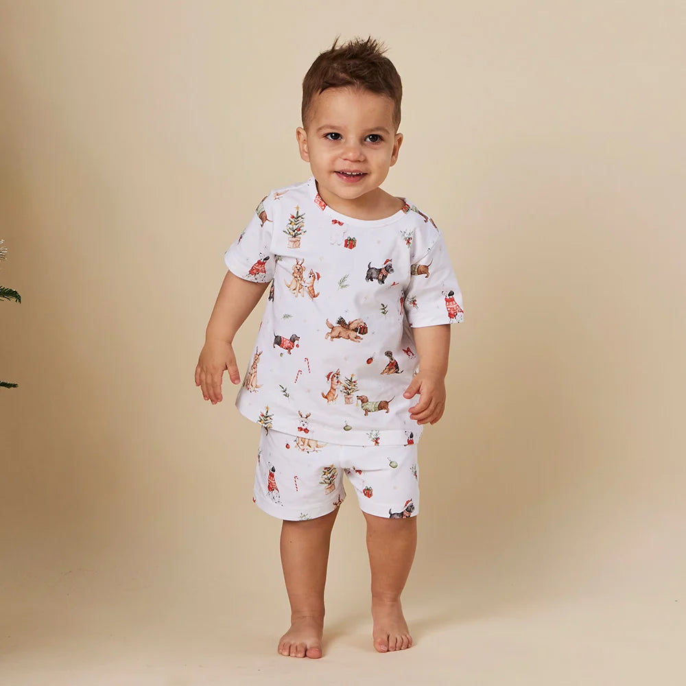 Snuggle Hunny Kids - Christmas Pups Organic Kids PJ Set
