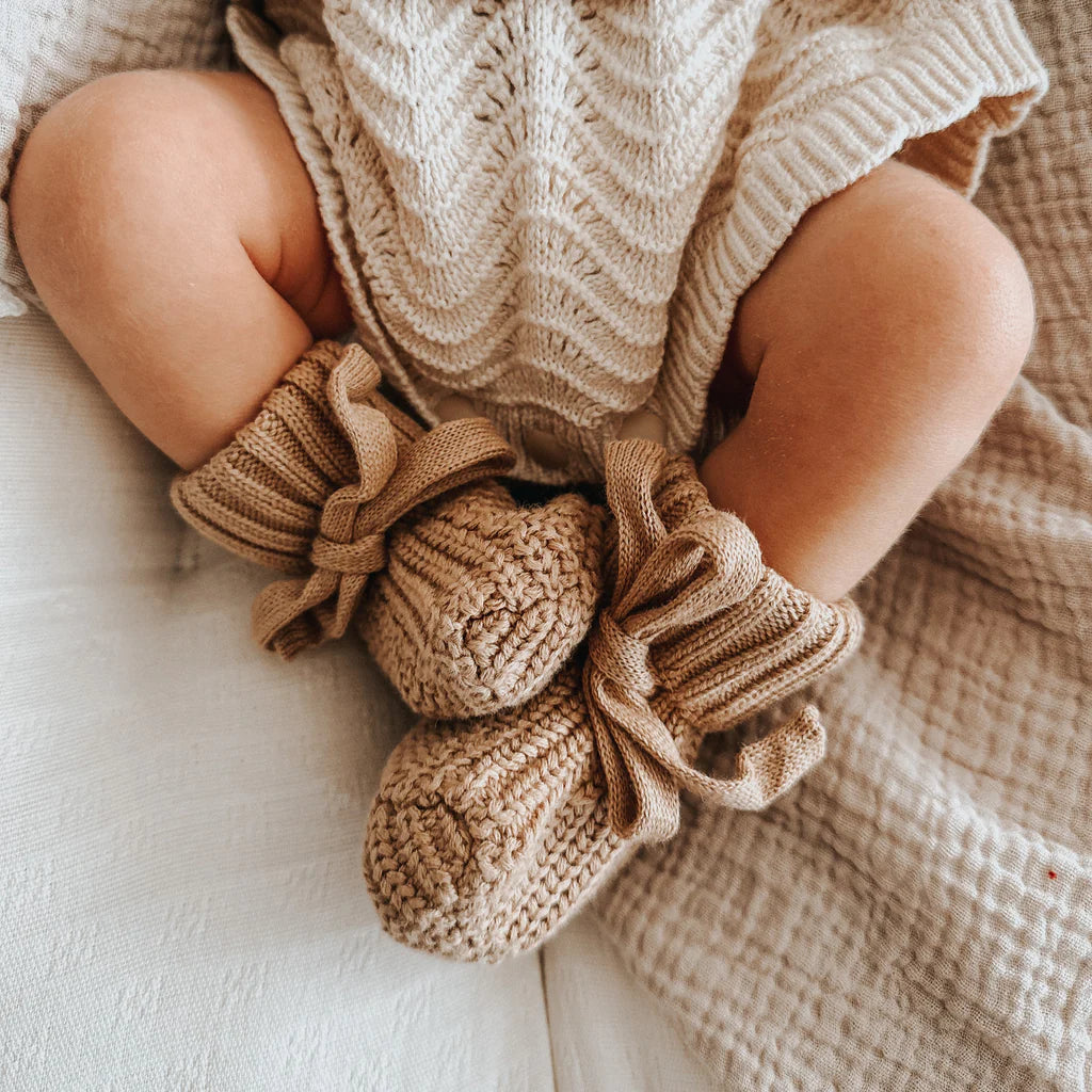 3 Little Crowns - Textured Knit Booties | Coco (Pre-Order Mid May)