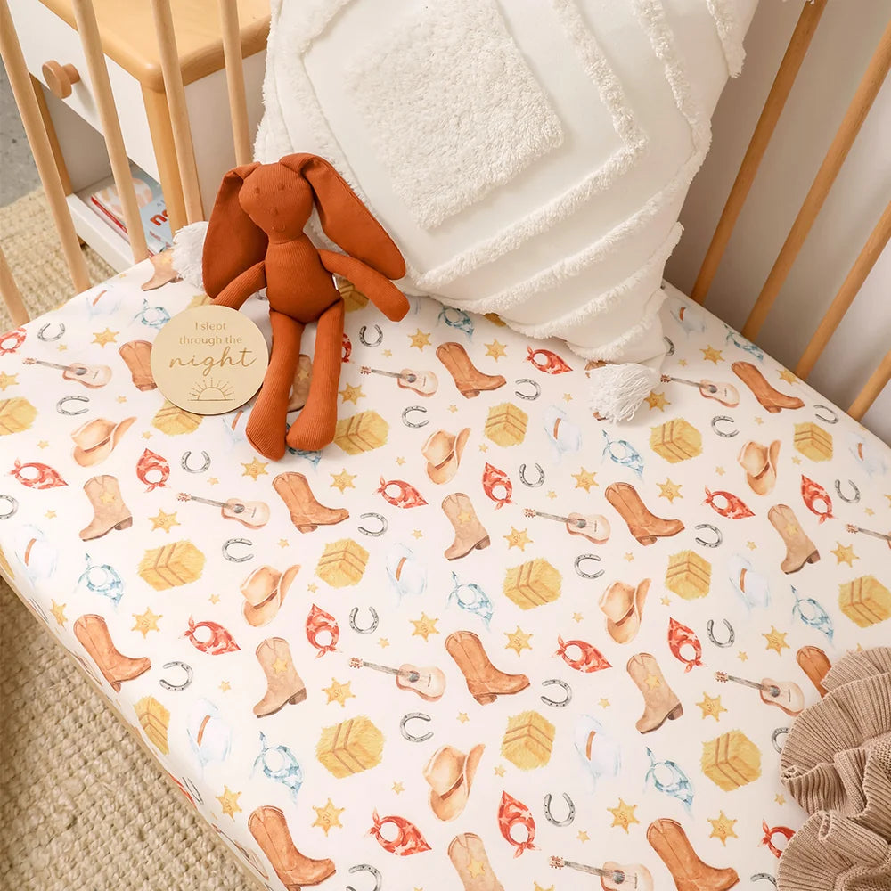 Snuggle Hunny Kids - Organic Fitted Cot Sheet | Cowboys