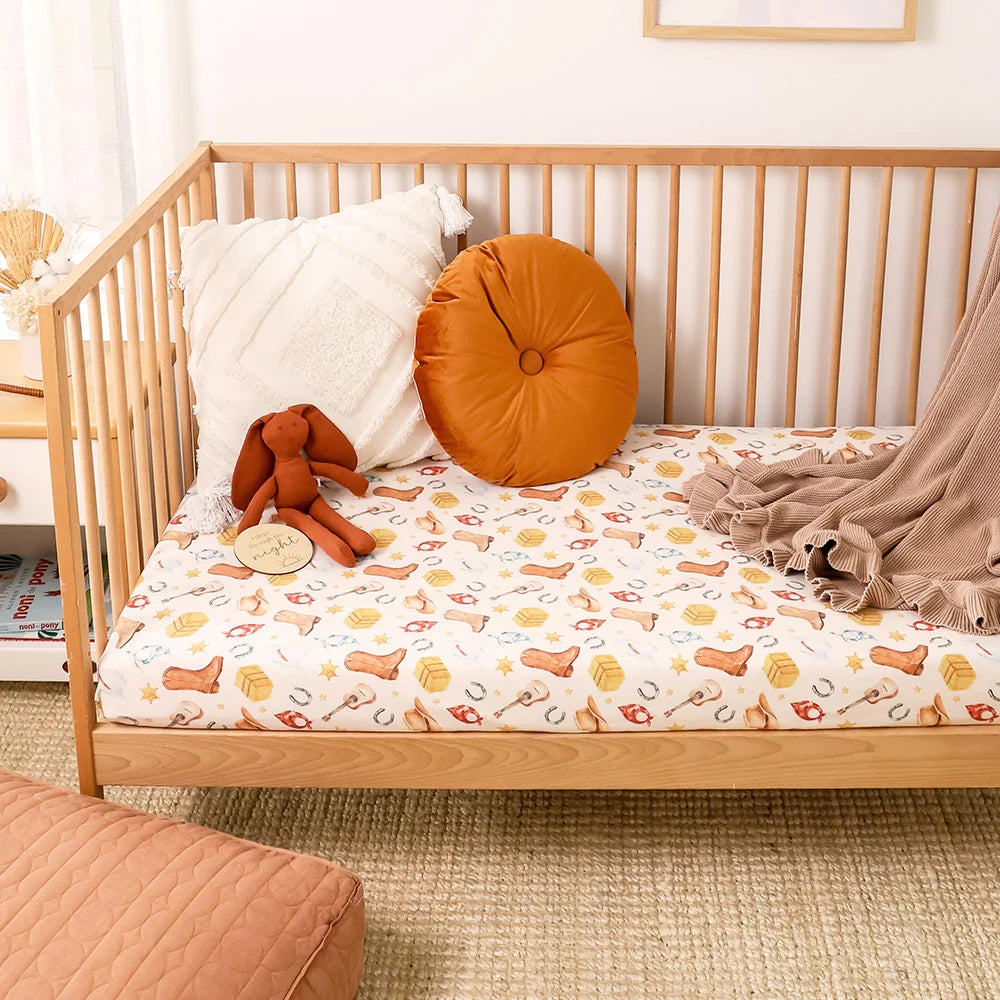 Snuggle Hunny Kids - Organic Fitted Cot Sheet | Cowboys