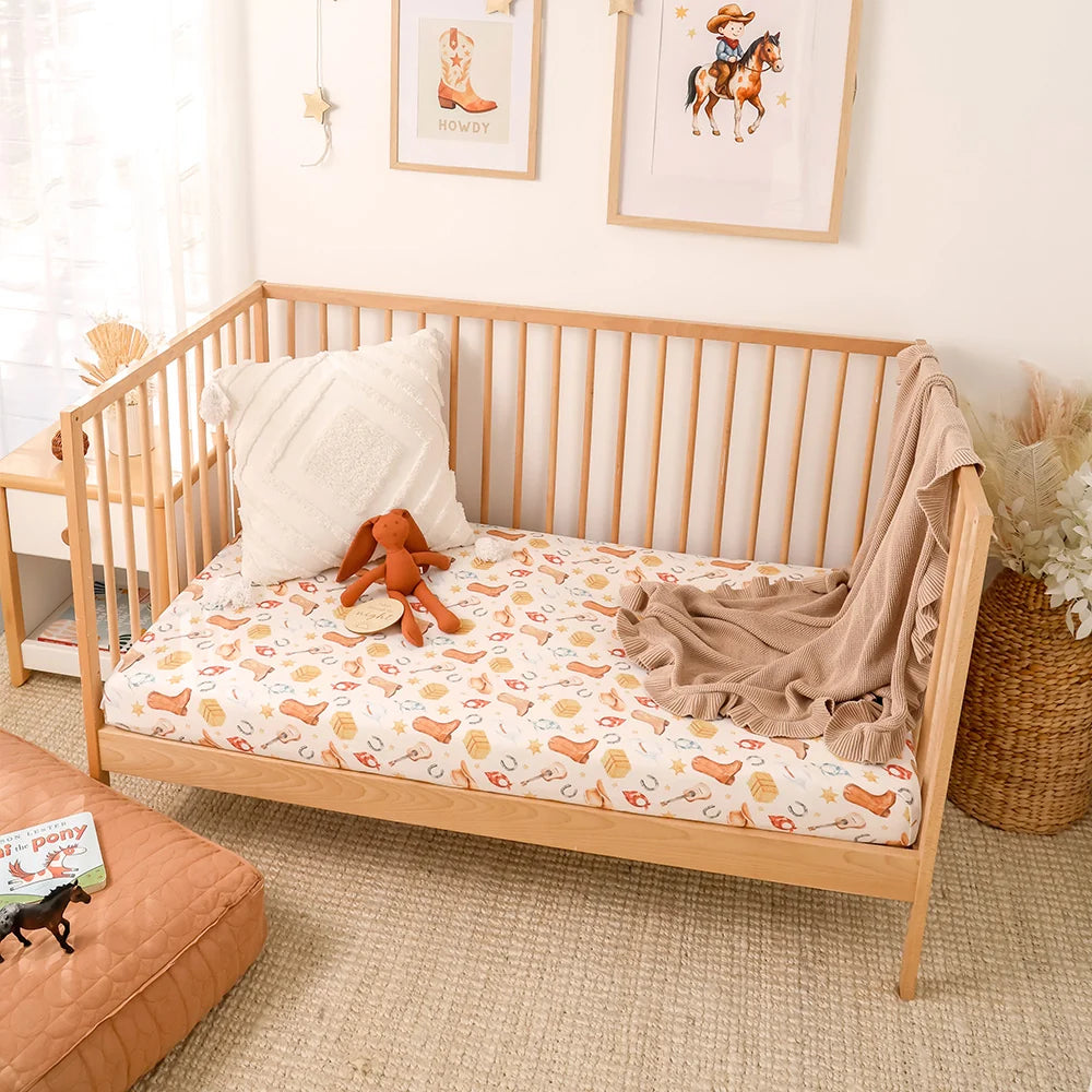 Snuggle Hunny Kids - Organic Fitted Cot Sheet | Cowboys