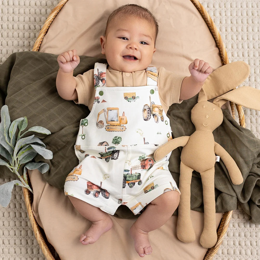 Snuggle Hunny Kids - Snuggle Overall Shorts | Diggers & Tractors