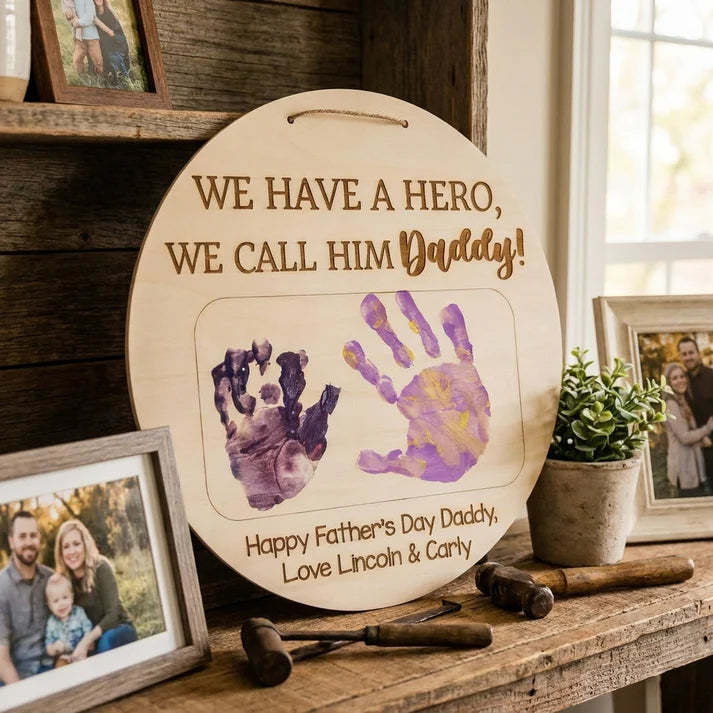 Timber Tinkers - Father’s Day Art Sign - We have a hero, we call him Daddy
