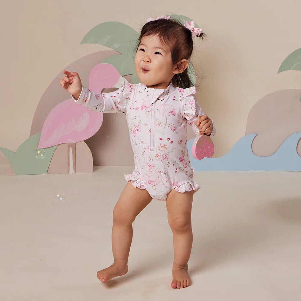Snuggle Hunny Kids - Frill Swimsuit | Flamingos
