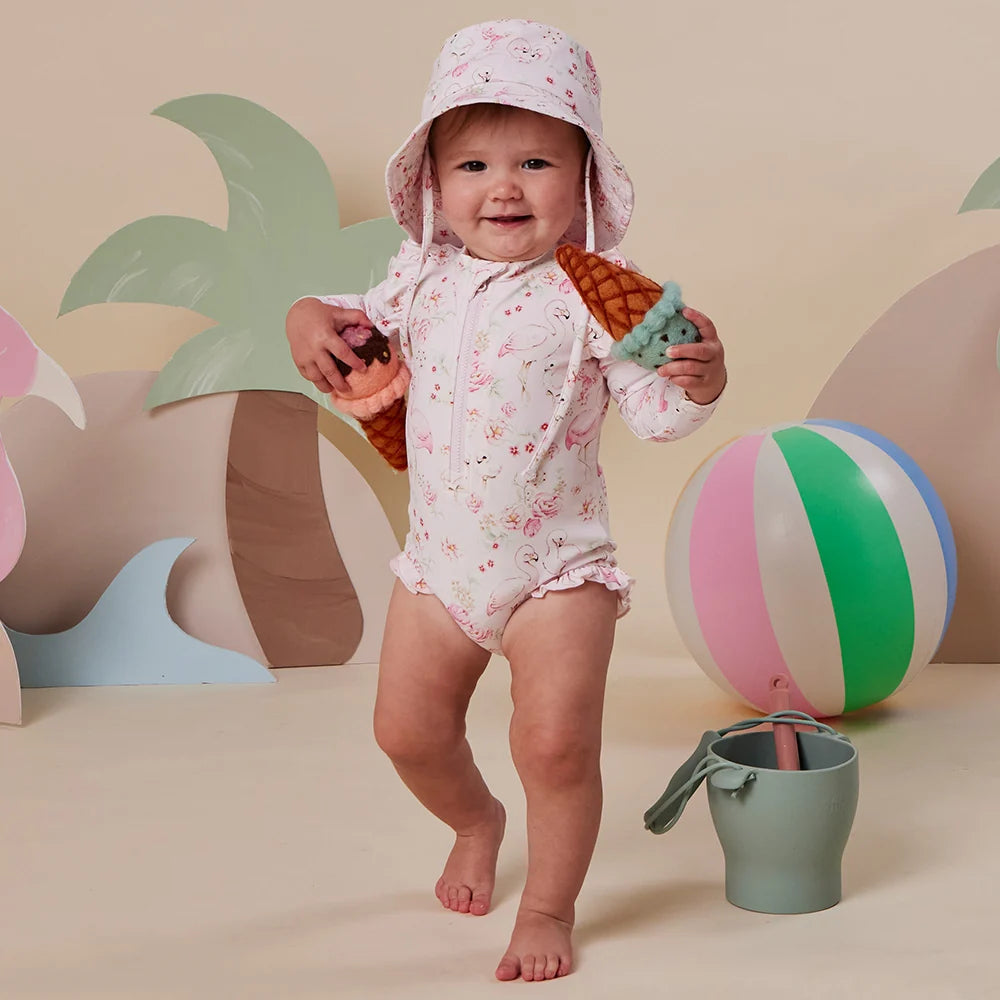 Snuggle Hunny Kids - Frill Swimsuit | Flamingos