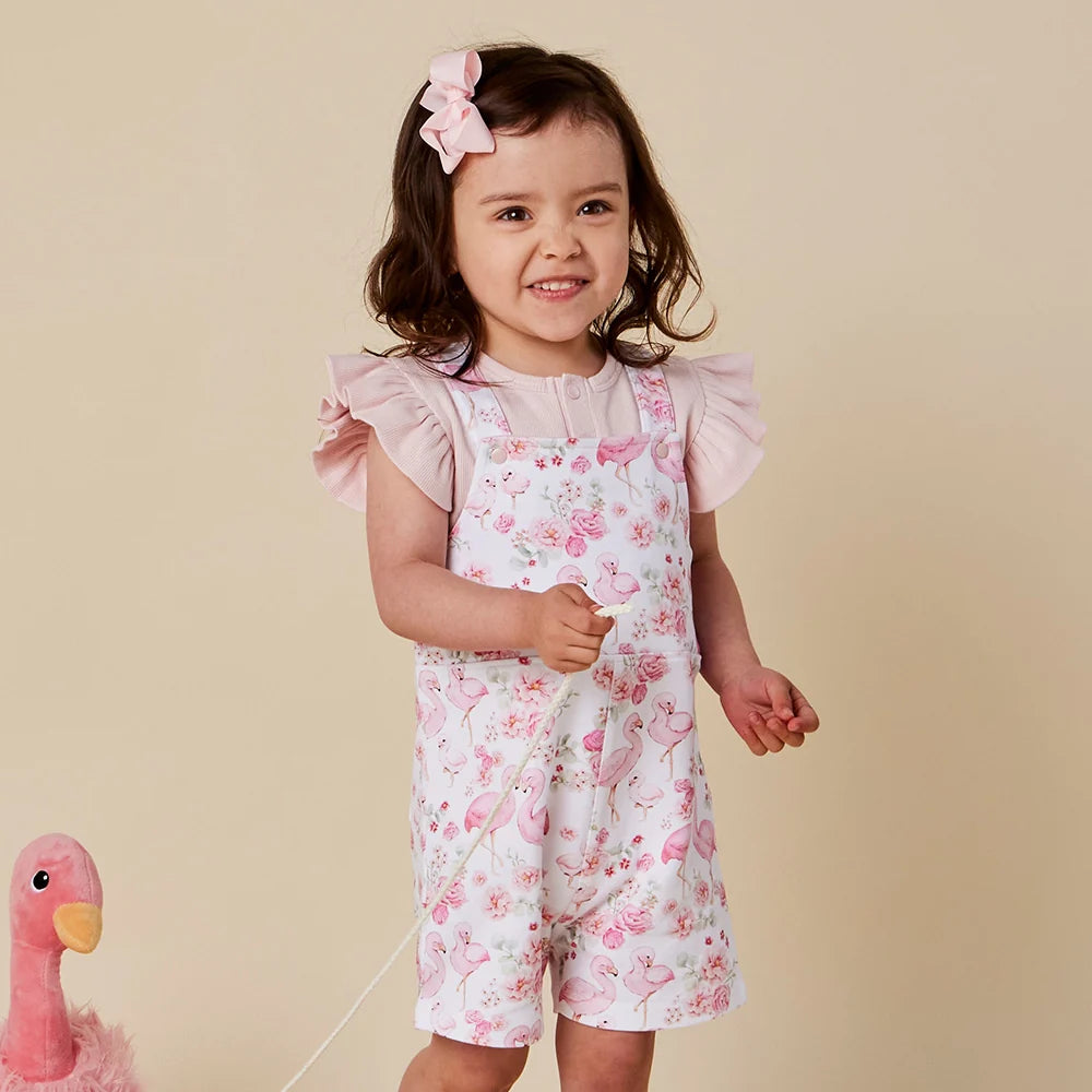 Snuggle Hunny Kids - Snuggle Overall Shorts | Flamingos
