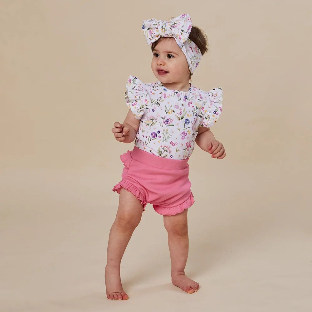 Snuggle Hunny Kids - Short Sleeve Frill Organic Bodysuit | Gracie