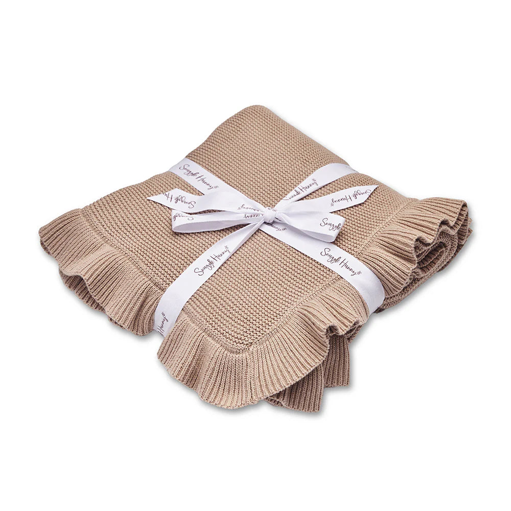 Snuggle Hunny Kids - Ruffle Knit Baby Blanket | Hazelnut