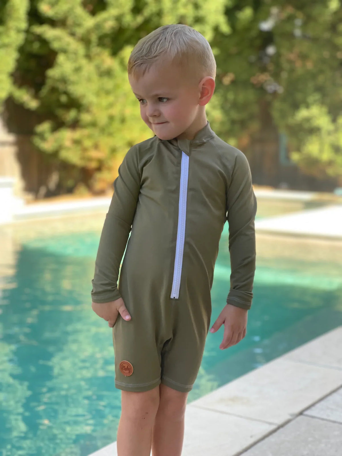 Kicky Swim - One Piece Rashguard Suit | Khaki Olive (CLEARANCE)