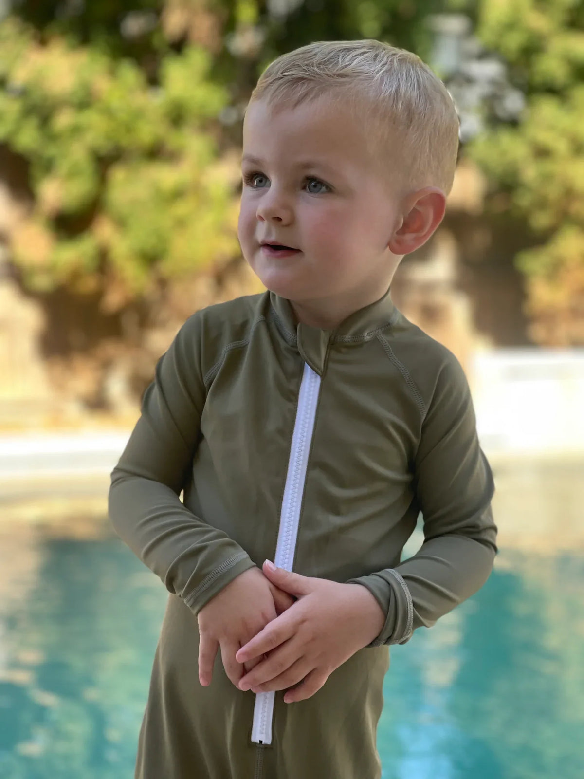 Kicky Swim - One Piece Rashguard Suit | Khaki Olive (CLEARANCE)