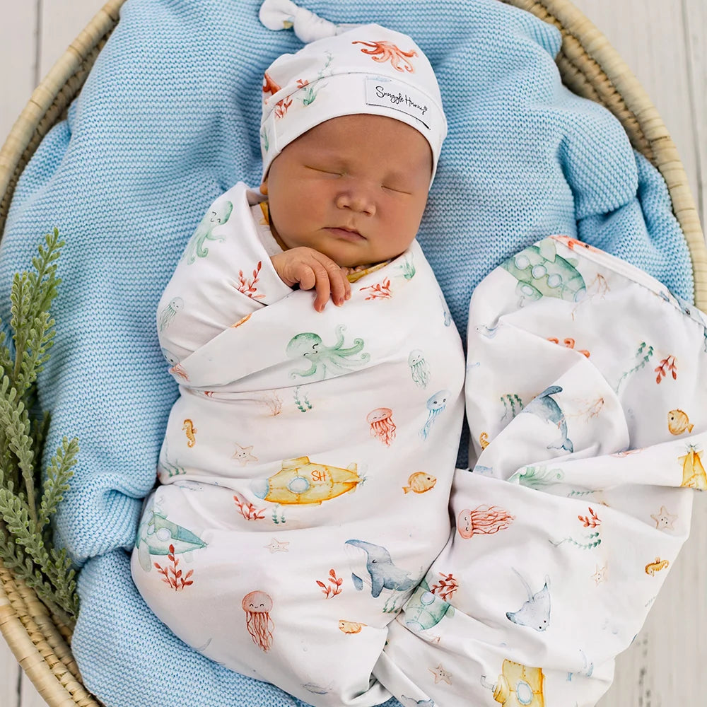 Snuggle Hunny Kids - Organic Baby Jersey Wrap & Beanie Set | Little Subs