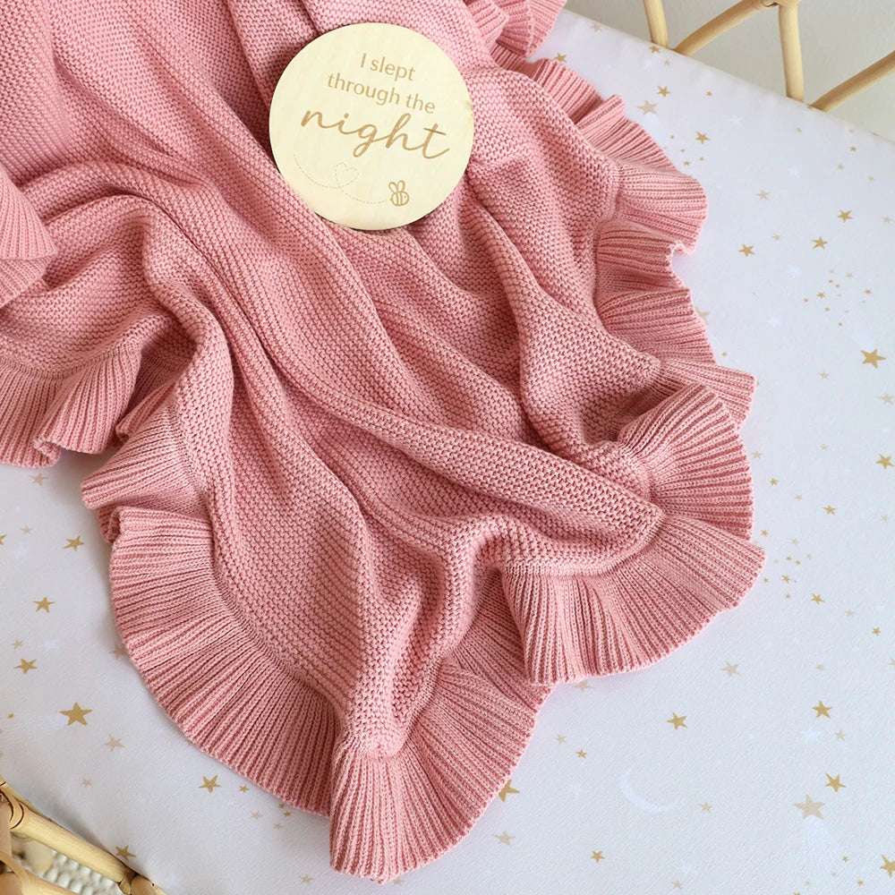 Snuggle Hunny Kids - Ruffle Knit Baby Blanket | Rosa