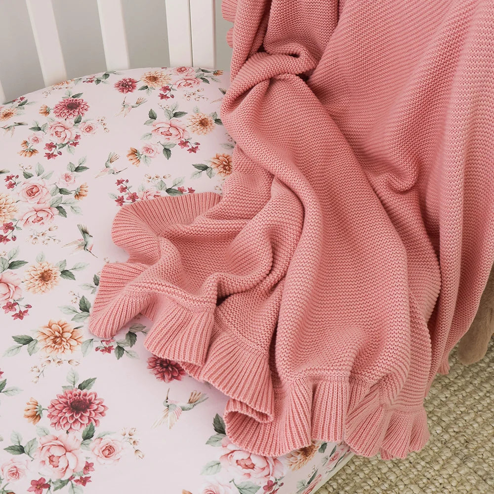 Snuggle Hunny Kids - Ruffle Knit Baby Blanket | Rosa