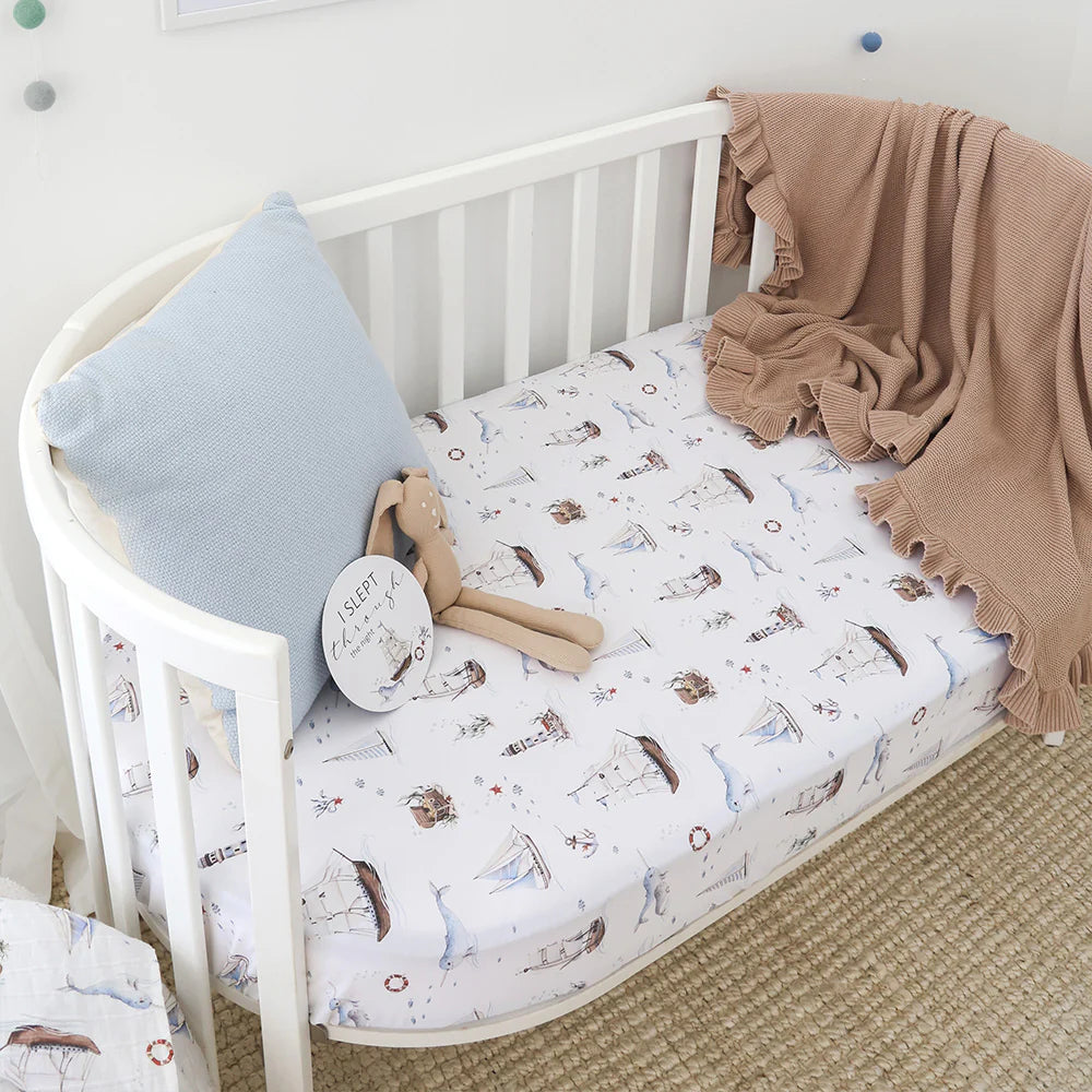 Snuggle Hunny Kids - Organic Fitted Cot Sheet | Set Sail