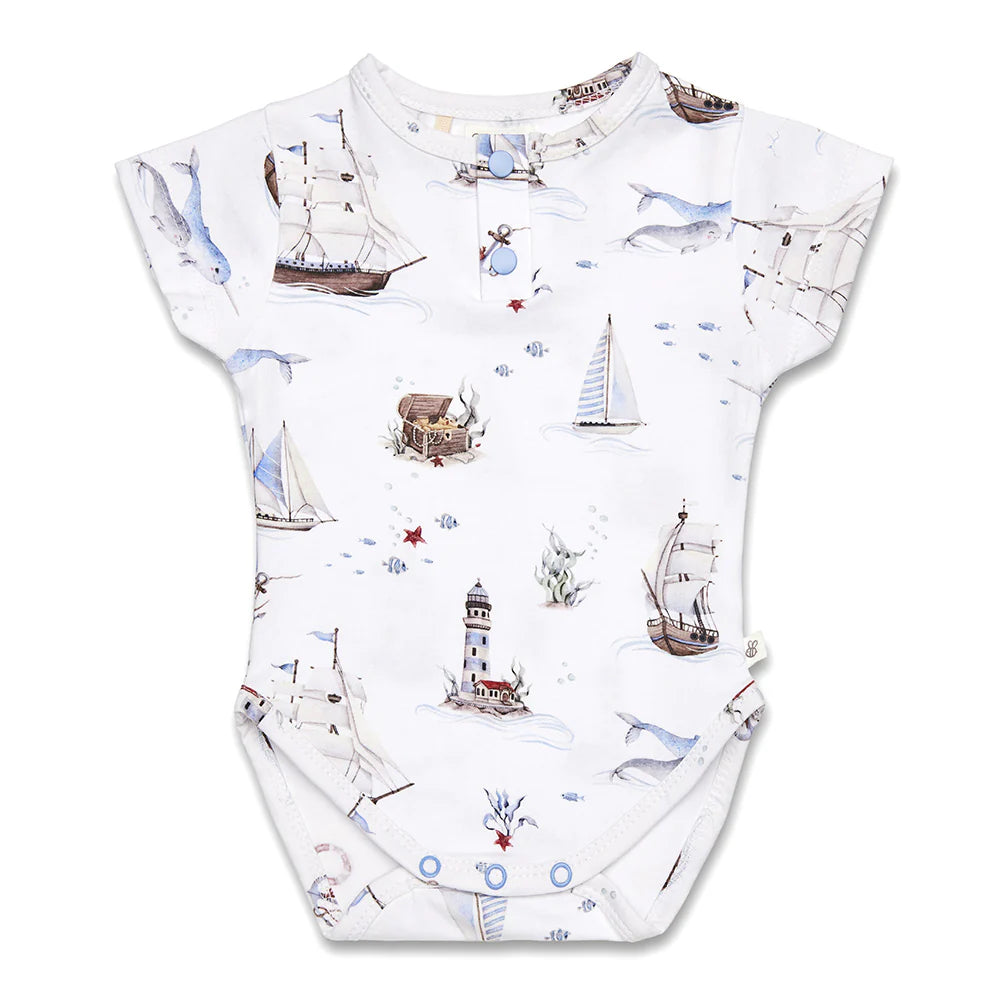 Snuggle Hunny Kids - Short Sleeve Organic Bodysuit | Set Sail