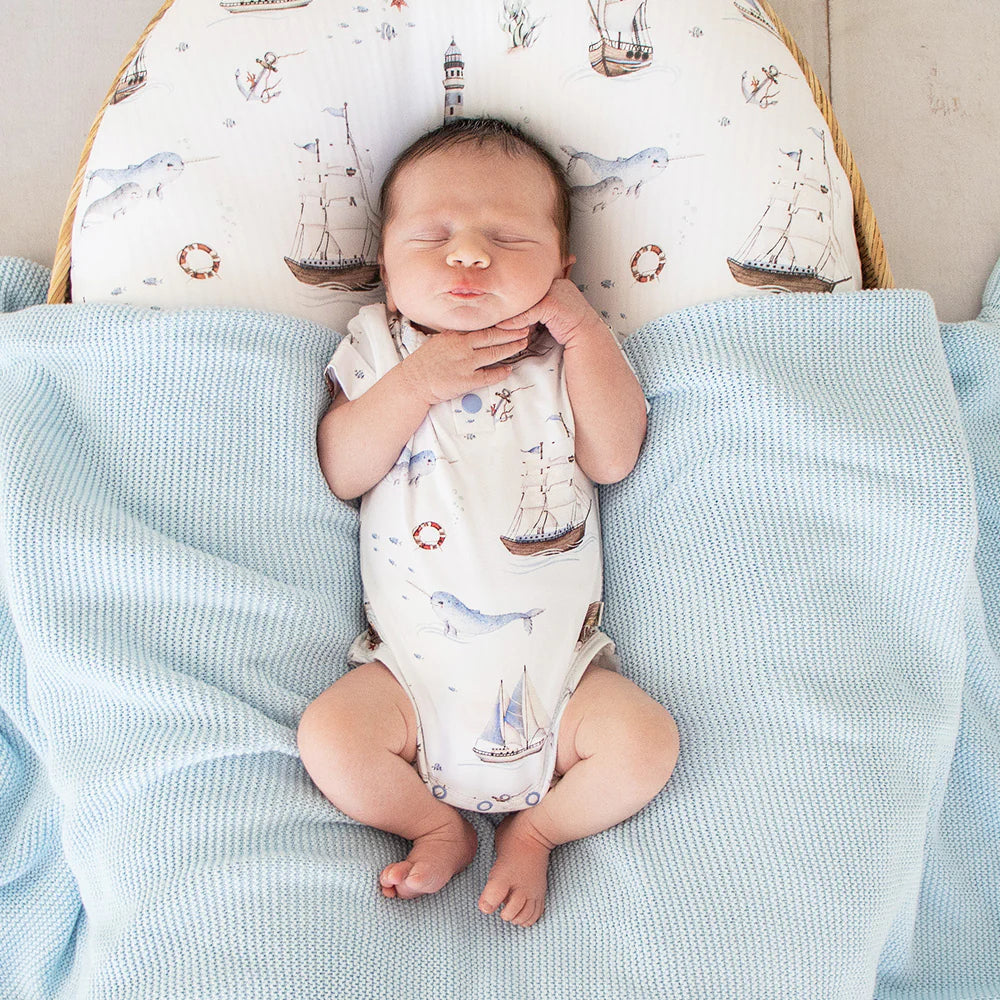 Snuggle Hunny Kids - Short Sleeve Organic Bodysuit | Set Sail