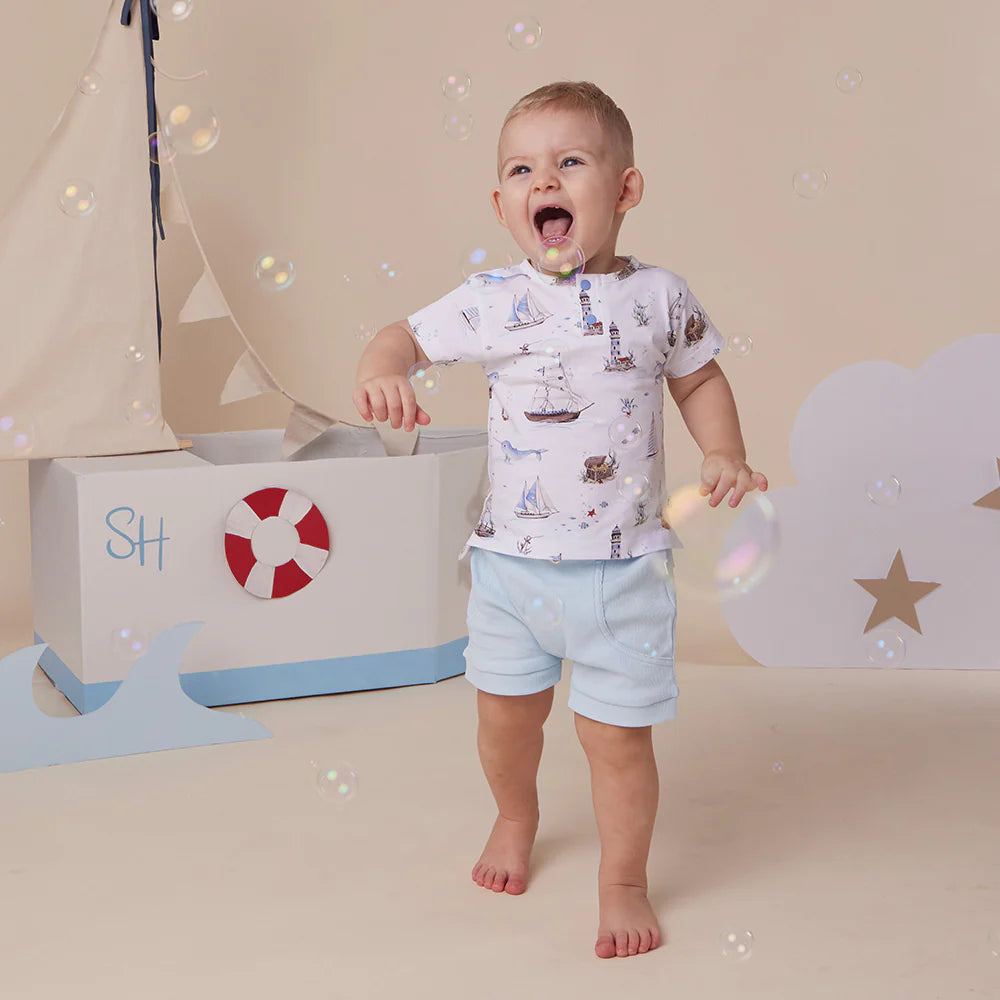 Snuggle Hunny Kids - Short Sleeve Organic Top | Set Sail
