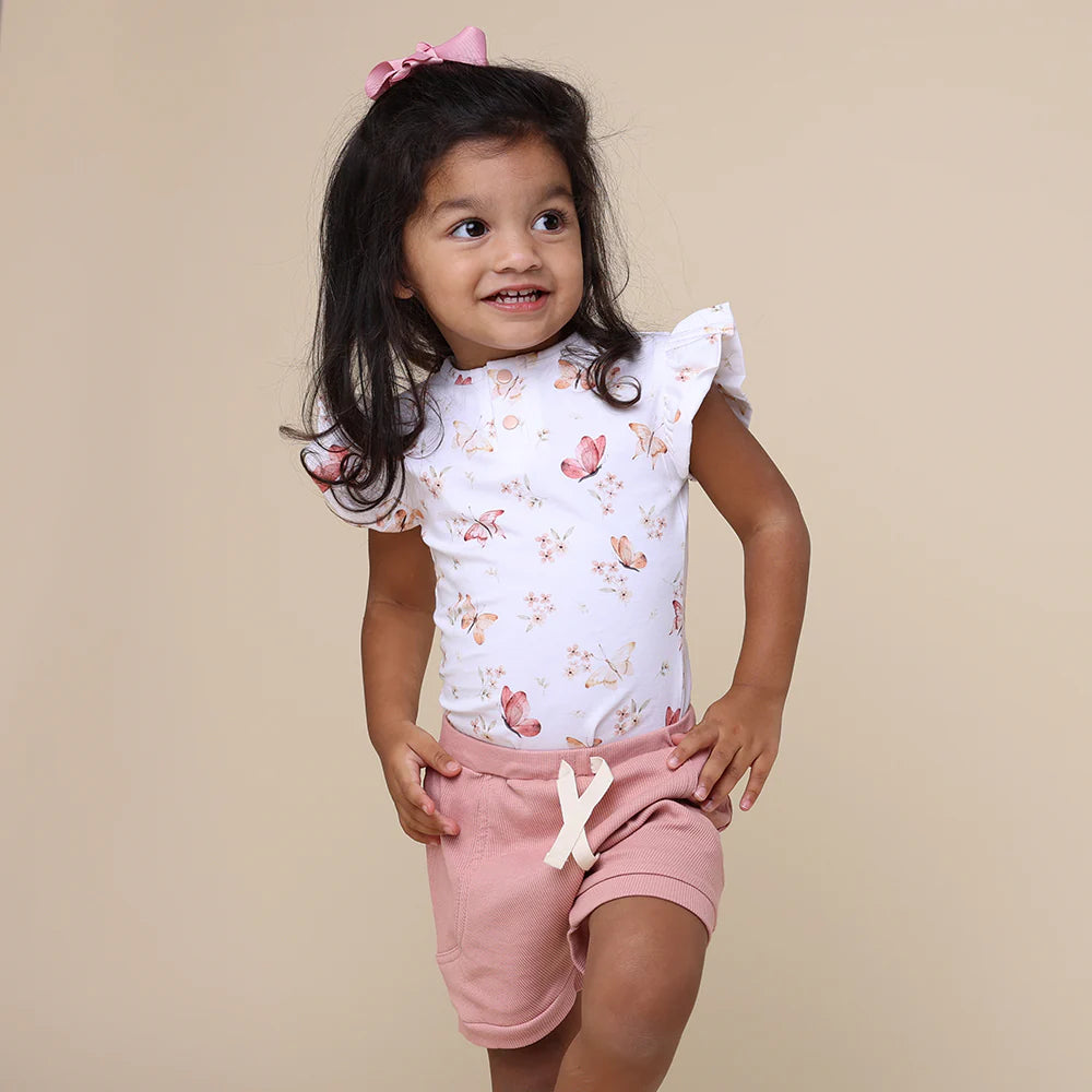 Snuggle Hunny Kids - Short Sleeve Organic Bodysuit | Butterfly