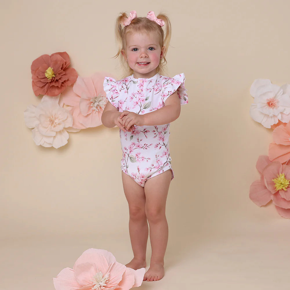 Snuggle Hunny Kids - Short Sleeve Organic Bodysuit | Cherry Blossom