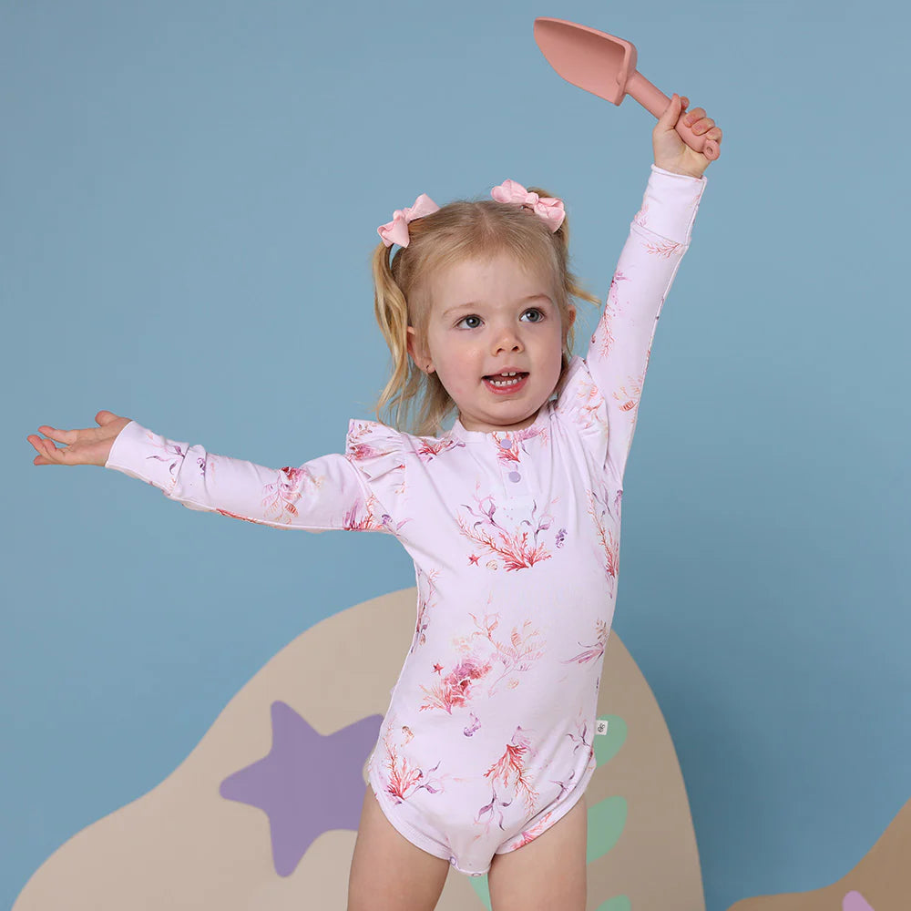 Snuggle Hunny Kids - Long Sleeve Organic Bodysuit | Coral