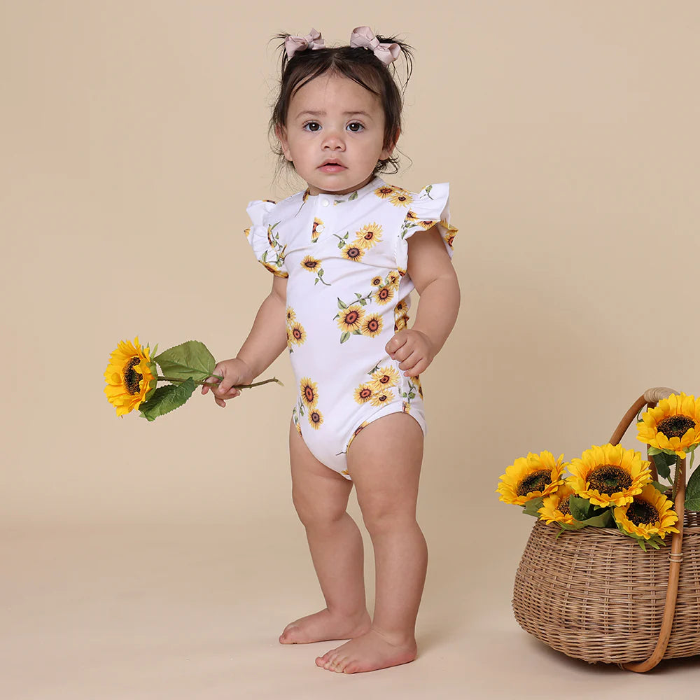 Snuggle Hunny Kids - Short Sleeve Organic Bodysuit | Sunflower