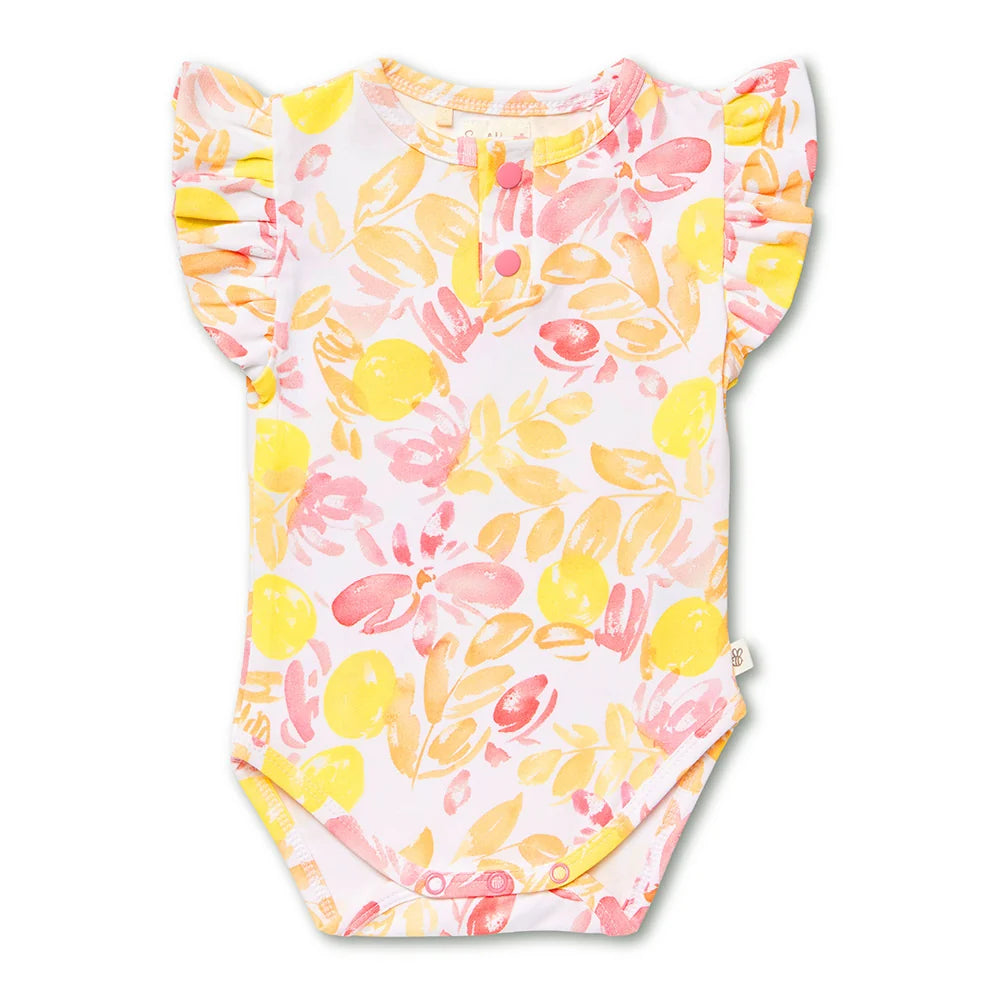 Snuggle Hunny Kids - Short Sleeve Frill Organic Bodysuit | Sofia