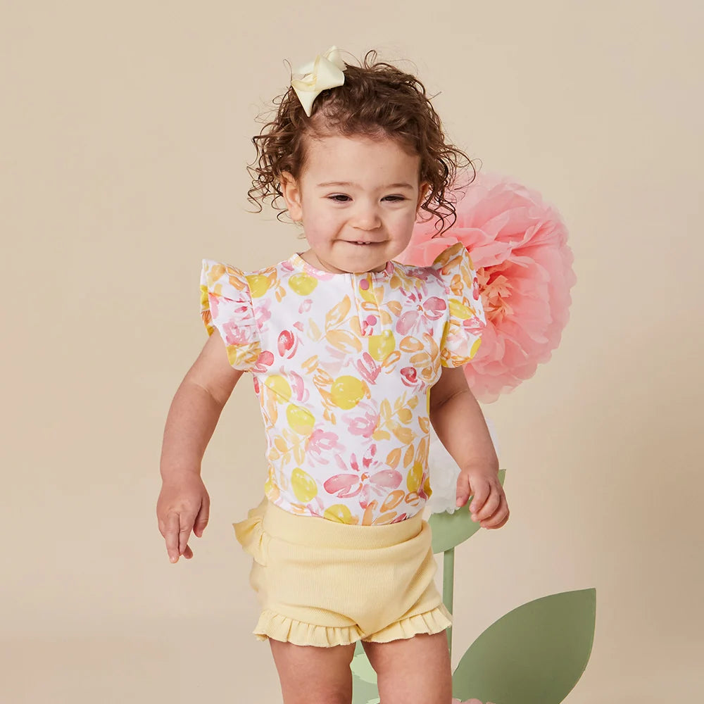 Snuggle Hunny Kids - Short Sleeve Frill Organic Bodysuit | Sofia