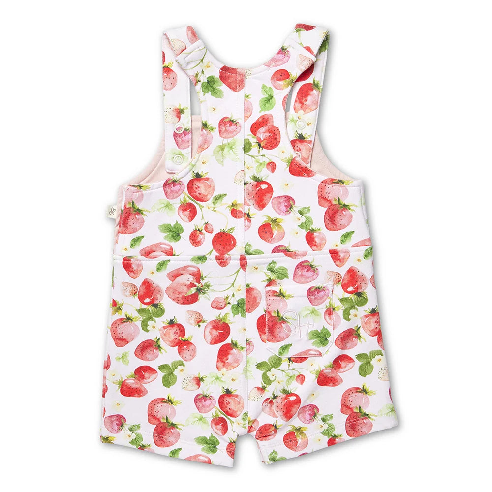 Snuggle Hunny Kids - Snuggle Overall Shorts | Strawberry
