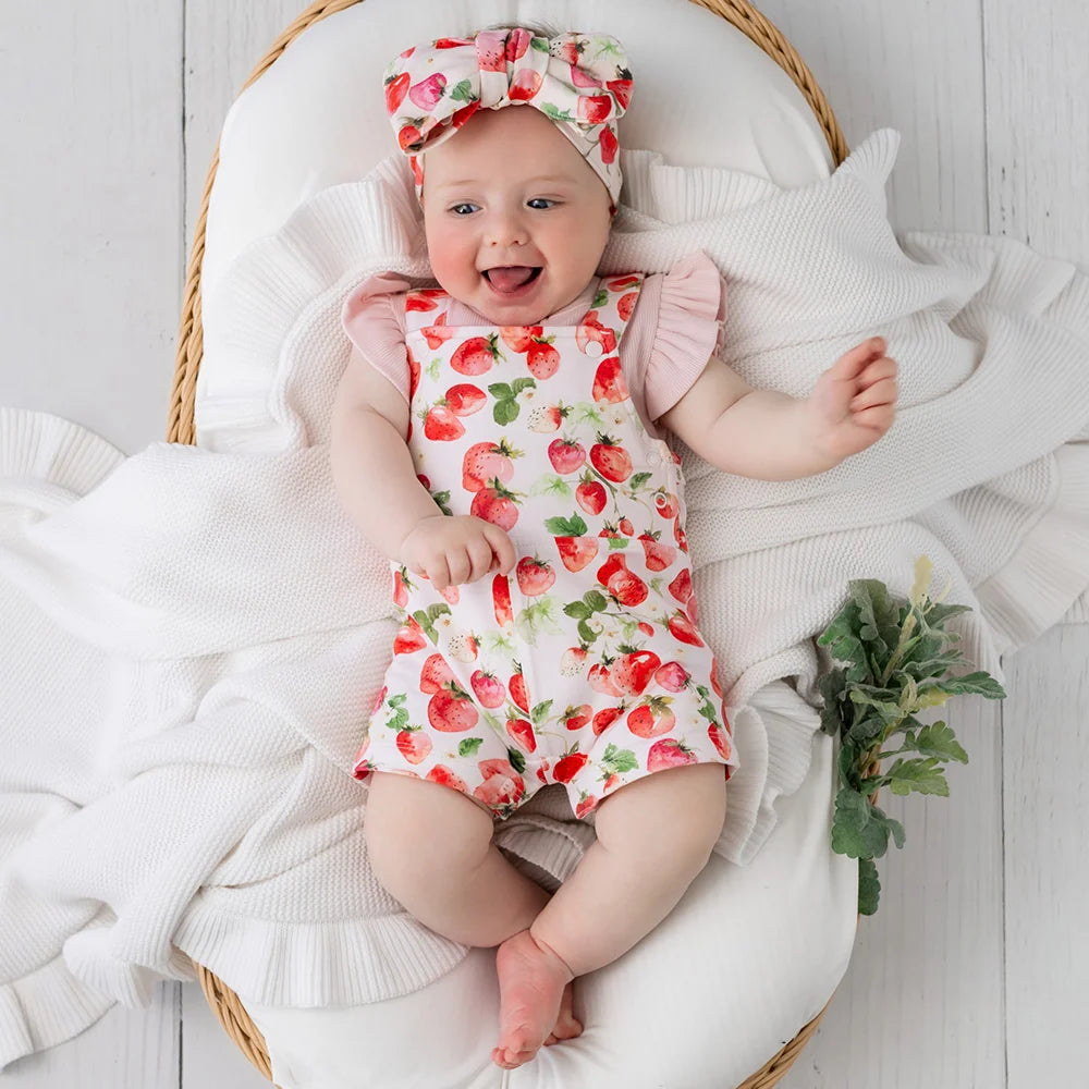 Snuggle Hunny Kids - Snuggle Overall Shorts | Strawberry