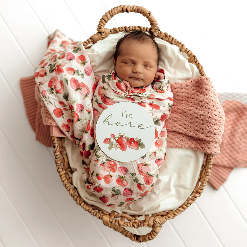 Snuggle Hunny Kids - Reversible Milestone Cards | Strawberry & Moss