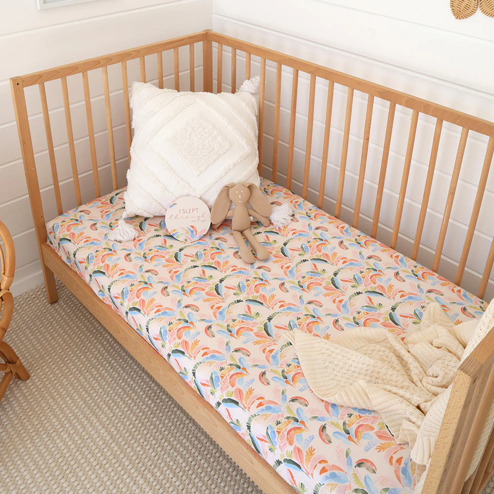Snuggle Hunny Kids - Organic Fitted Cot Sheet | Summer Palm