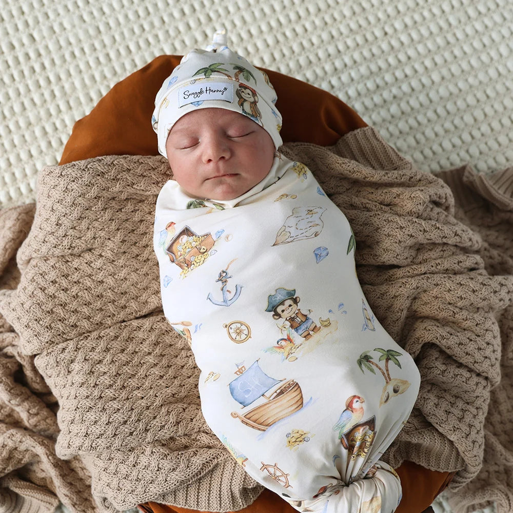 Snuggle Hunny Kids - Organic Baby Jersey Wrap & Beanie Set | Treasure Island