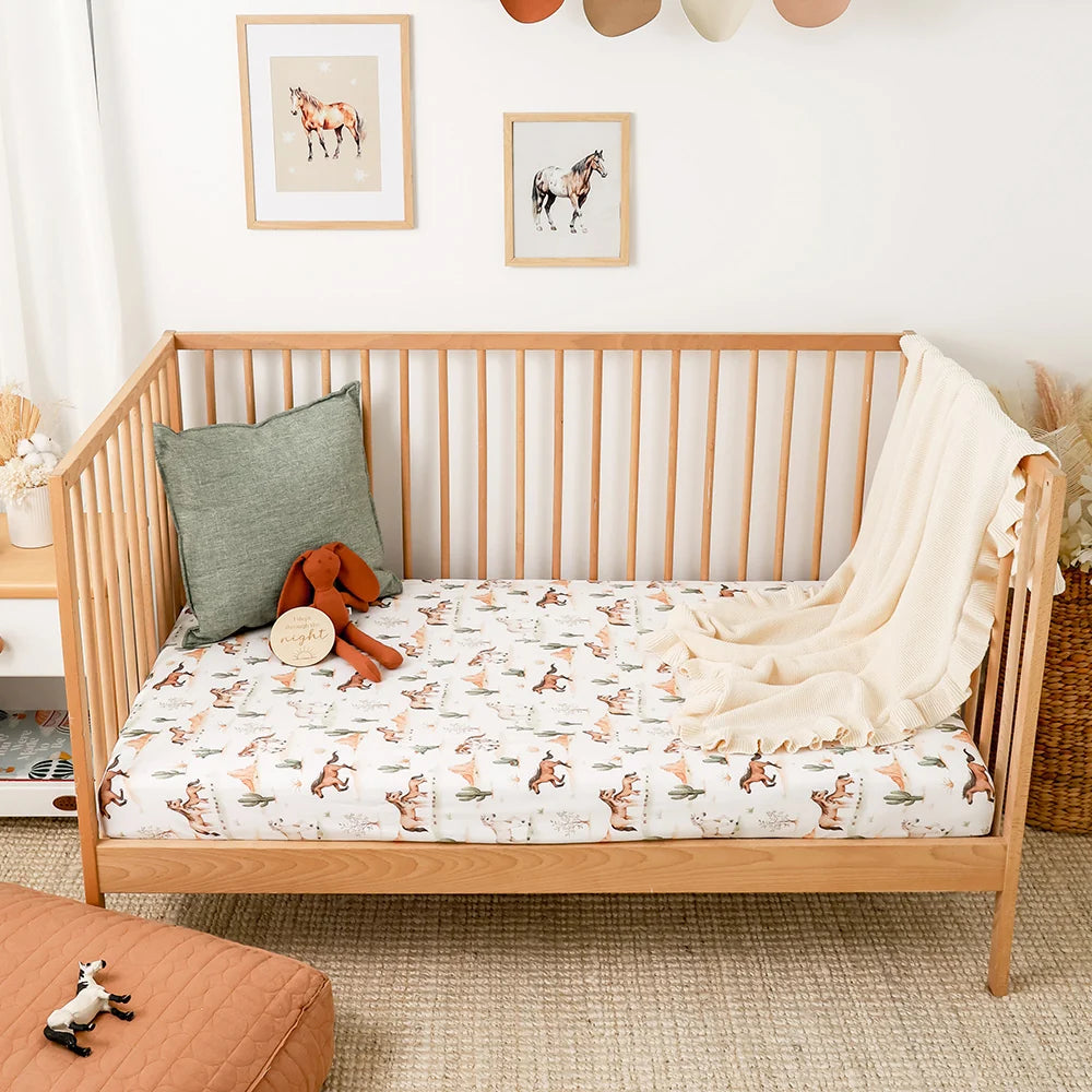 Snuggle Hunny Kids - Organic Fitted Cot Sheet | Wild Horses
